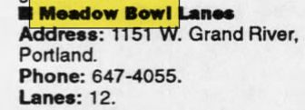 Wagon Wheel (Meadow Bowl Lanes) - April 1992 Listing (newer photo)